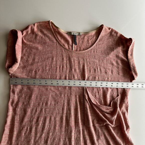 The Ark Australia 100% Linen Scoop Neck Slouch Pocket Stripe Short Sleeve‎ Tee S - Picture 7 of 8